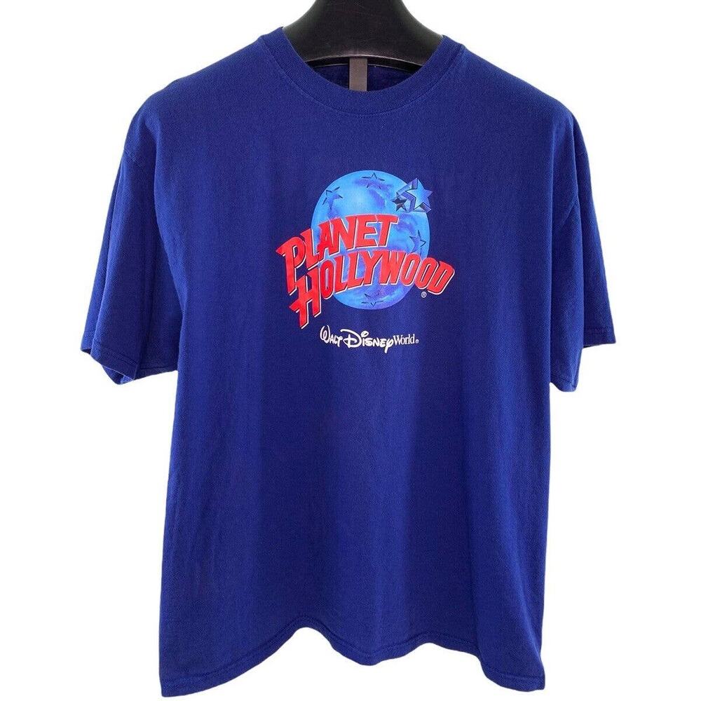 Vintage 90's Shirt Walt Disney World Mens XL Planet Hollywood Blue Short Sleeve